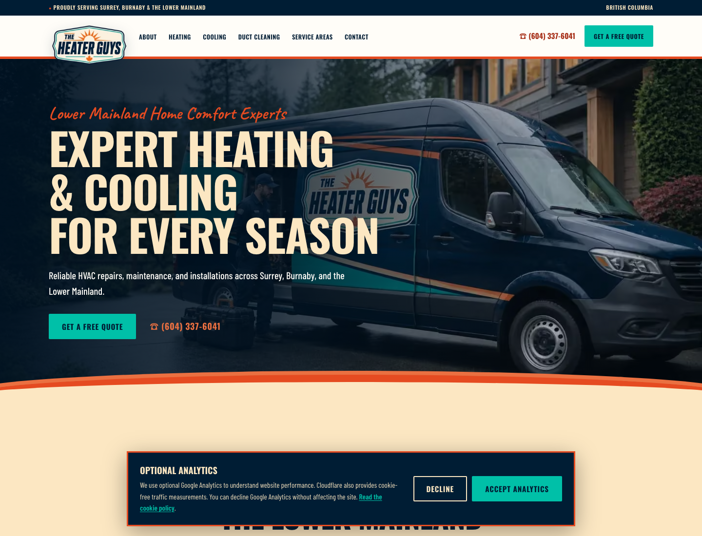 The Heater Guys contractor website homepage